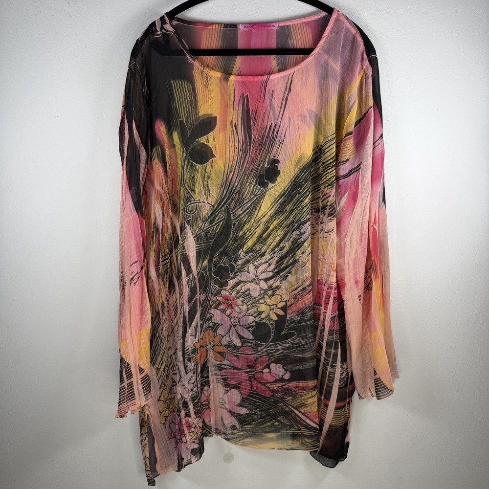 Floral Print Pink Floral‎ Print No Tag OS Blouse Daniel Benjamin Sheer